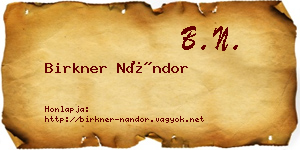 Birkner Nándor névjegykártya